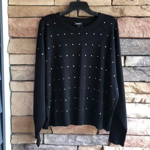 DKNY black jewel embellished crewneck sweater NWT L